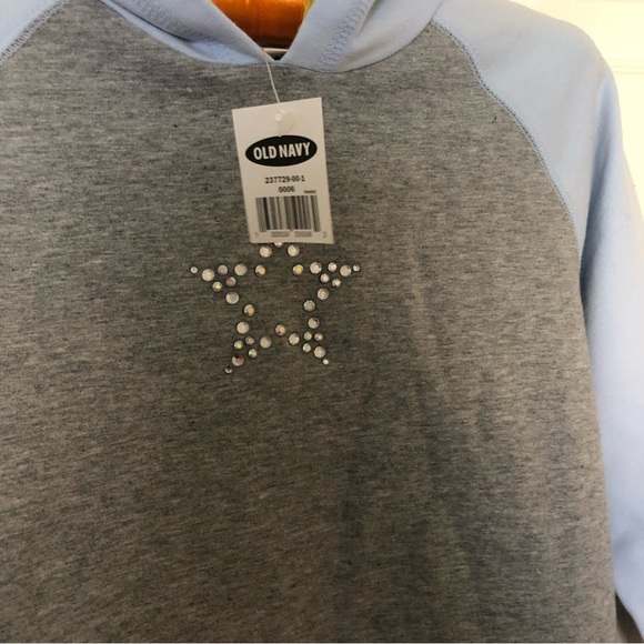 NEW Old Navy Long-Sleeve Cotton Hoodie Dress for Girls Color block, gray blue - Picture 4 of 10